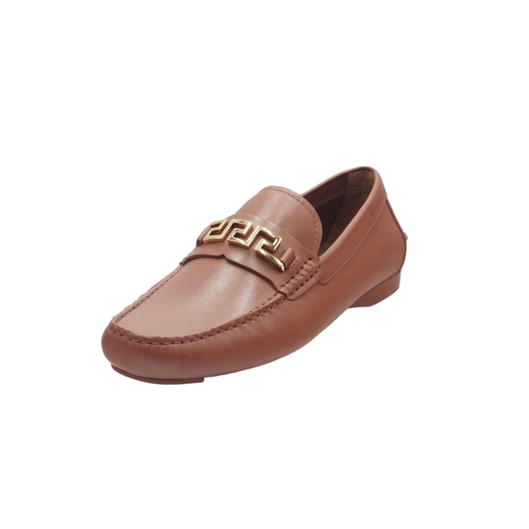 New Versace Greca Brown Leather Calfskin Driver Loafers Size 10.5 (EU 43.5) - Picture 2 of 12